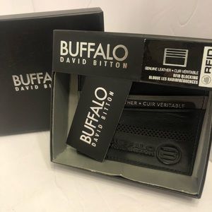 Buffalo David Bitton Credit Card Case Black NWT GENUINE LEATHER RFID BLOCKING
